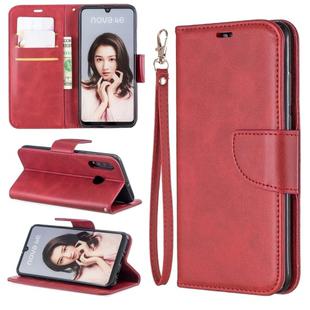 Retro Lambskin Texture Pure Color Horizontal Flip PU Leather Case for Huawei P30 Lite & Nove 4e, with Holder & Card Slots & Wallet & Lanyard(Red)