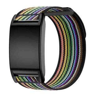 For WHOOP 4.0 Nylon Loop Watch Band(Black Rainbow)