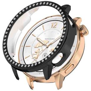 For OPPO Watch X2 Mini Single Row Diamond Half Coverage Hollow PC Watch Protective Case(Black)