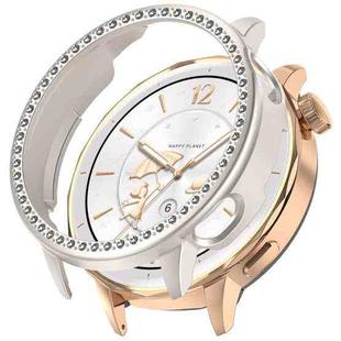 For OPPO Watch X2 Mini Single Row Diamond Half Coverage Hollow PC Watch Protective Case(Frosted Starlight)