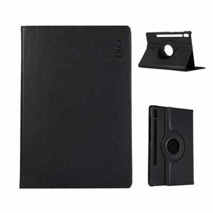 For Samsung Galaxy Tab S10 Ultra / S9 Ultra ENKAY 360 Degree Rotation Litchi Leather Smart Tablet Case(Black)