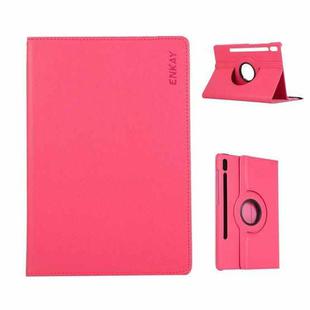 For Samsung Galaxy Tab S10 Ultra / S9 Ultra ENKAY 360 Degree Rotation Litchi Leather Smart Tablet Case(Rose Red)