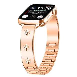 For Apple Watch 46mm / 49mm / 45mm / 44mm Snowflake Petals Bracelet Metal Watch Band(Rose Gold)