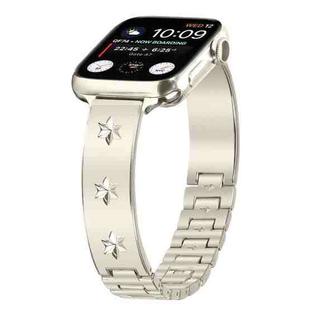 For Apple Watch 42mm / 41mm / 40mm / 38mm Snowflake Petals Bracelet Metal Watch Band(Starlight)
