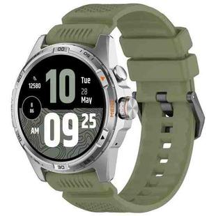 For Ticwatch Atlas Black Steel Buckle Silicone Watch Band(Green)