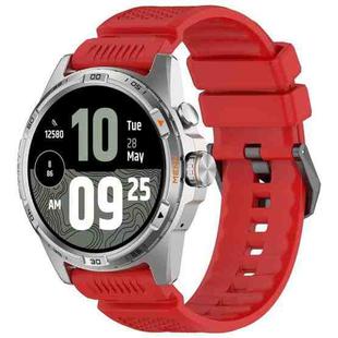 For Ticwatch Atlas Black Steel Buckle Silicone Watch Band(Red)