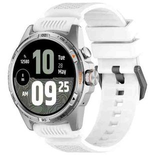 For Ticwatch Atlas Black Steel Buckle Silicone Watch Band(White)