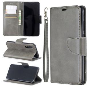 Retro Lambskin Texture Pure Color Horizontal Flip PU Leather Case for Huawei P30, with Holder & Card Slots & Wallet & Lanyard(Grey)