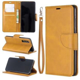 Retro Lambskin Texture Pure Color Horizontal Flip PU Leather Case for Huawei P30, with Holder & Card Slots & Wallet & Lanyard(Yellow)