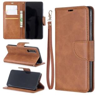 Retro Lambskin Texture Pure Color Horizontal Flip PU Leather Case for Huawei P30, with Holder & Card Slots & Wallet & Lanyard(Brown)
