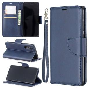 Retro Lambskin Texture Pure Color Horizontal Flip PU Leather Case for Huawei P30, with Holder & Card Slots & Wallet & Lanyard(Blue)