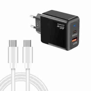 PD41 GaN PD 45W + USB Charger with Type-C to Type-C Data Cable, EU Plug(Black)