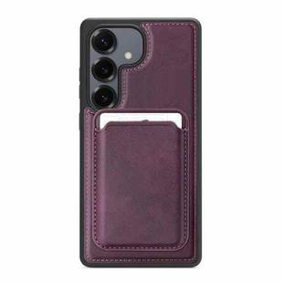 For Samsung Galaxy S25 5G Pindun MagSafe Card Slot Leather Back Phone case(Purple)