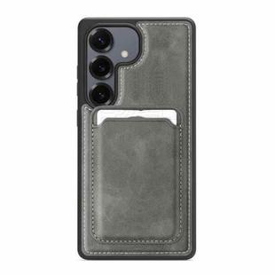 For Samsung Galaxy S25+ 5G Pindun MagSafe Card Slot Leather Back Phone case(Gray)