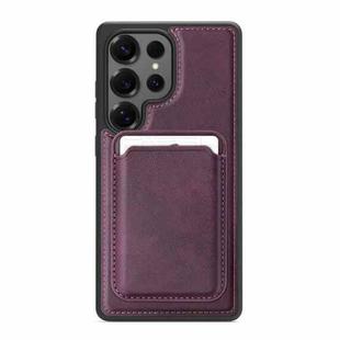 For Samsung Galaxy S25 Ultra 5G Pindun MagSafe Card Slot Leather Back Phone case(Purple)