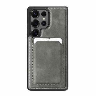 For Samsung Galaxy S23 Ultra 5G Pindun MagSafe Card Slot Leather Back Phone case(Gray)