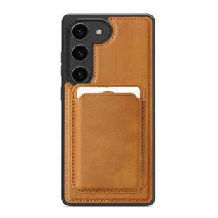 For Samsung Galaxy S23 5G Pindun MagSafe Card Slot Leather Back Phone case(Brown)