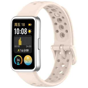 For Huawei Band 10 / 9 / 8 Metal Head Round Hole Nail Button Silicone Watch Band(Starlight)