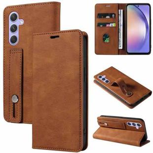 For Samsung Galaxy A54 5G Wristband Magnetic Leather Phone Case(Brown)