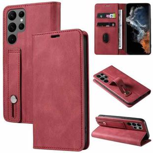 For Samsung Galaxy S23 Ultra 5G Wristband Magnetic Leather Phone Case(Red)