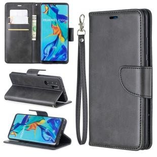 Retro Lambskin Texture Pure Color Horizontal Flip PU Leather Case for Huawei P30 Pro, with Holder & Card Slots & Wallet & Lanyard(Black)