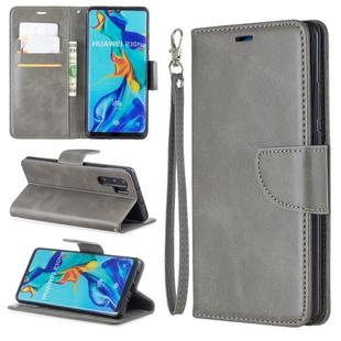 Retro Lambskin Texture Pure Color Horizontal Flip PU Leather Case for Huawei P30 Pro, with Holder & Card Slots & Wallet & Lanyard(Grey)