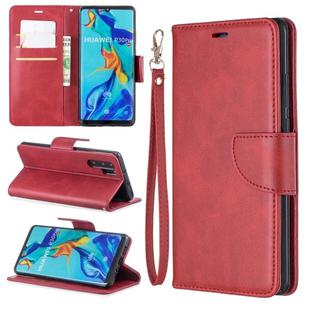 Retro Lambskin Texture Pure Color Horizontal Flip PU Leather Case for Huawei P30 Pro, with Holder & Card Slots & Wallet & Lanyard(Red)