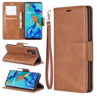 Retro Lambskin Texture Pure Color Horizontal Flip PU Leather Case for Huawei P30 Pro, with Holder & Card Slots & Wallet & Lanyard(Brown)