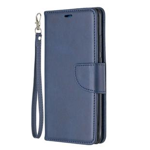 Retro Lambskin Texture Pure Color Horizontal Flip PU Leather Case for Huawei P30 Pro, with Holder & Card Slots & Wallet & Lanyard(Blue)