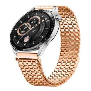 22mm Nine-beads Magnetic Buckle Stainless Steel Watch Band(Rose Gold)