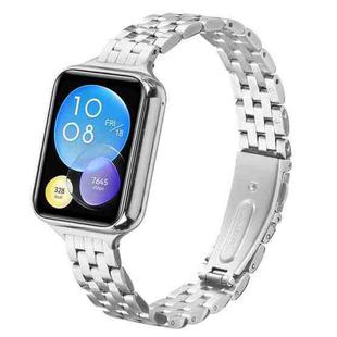 For Xiaomi Mi Band 8 Pro Five Beads Slingshot Buckle Steel Watch Band(Silver)