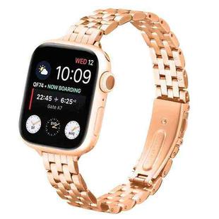 For Apple Watch 46mm / 49mm / 45mm / 44mm Small Waist Slingshot Buckle Steel Watch Band(Rose Gold)