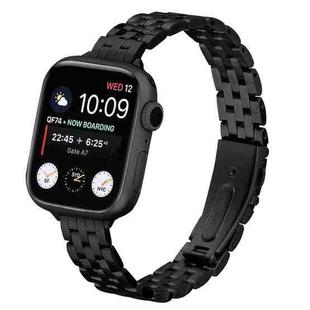 For Apple Watch 42mm / 41mm / 40mm / 38mm Small Waist Slingshot Buckle Steel Watch Band(Black)