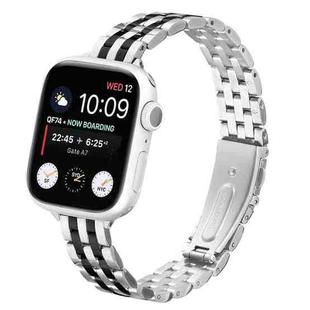 For Apple Watch 42mm / 41mm / 40mm / 38mm Small Waist Slingshot Buckle Steel Watch Band(Between Black)
