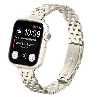 For Apple Watch 42mm / 41mm / 40mm / 38mm Small Waist Slingshot Buckle Steel Watch Band(Starlight)