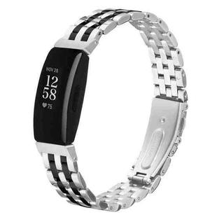 For Fitbit Inspire 1 / Inspire 2 Five Beads Slingshot Buckle Steel Watch Band(Silver Black)