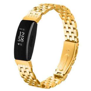 For Fitbit Inspire 1 / Inspire 2 Five Beads Slingshot Buckle Steel Watch Band(Gold)