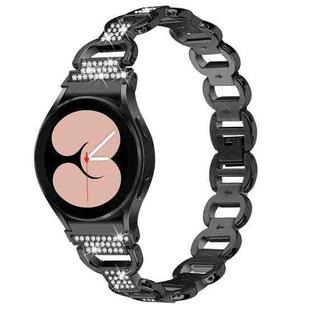 For Samsung Galaxy Watch 7 40mm / 44mm Metal Head Oval Diamond Stainless Steel Watch Band(Black)