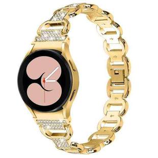 For Samsung Galaxy Watch 7 40mm / 44mm Metal Head Oval Diamond Stainless Steel Watch Band(Gold)