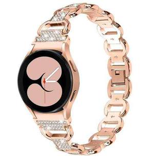 For Samsung Galaxy Watch 7 40mm / 44mm Metal Head Oval Diamond Stainless Steel Watch Band(Rose Gold)
