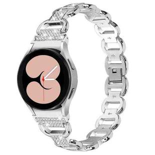 For Samsung Galaxy Watch 7 40mm / 44mm Metal Head Oval Diamond Stainless Steel Watch Band(Silver)