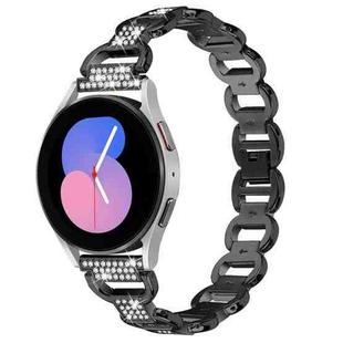 20mm Oval Diamond Stainless Steel Watch Band(Black)
