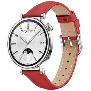 18mm Slim Genuine Leather Watch Band(Red)