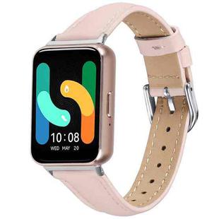 For Samsung Galaxy Fit3 Slim Genuine Leather Watch Band(Pink)