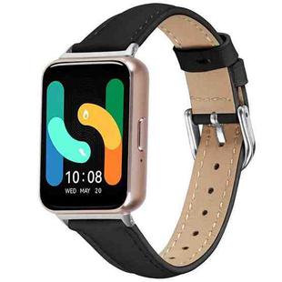 For Samsung Galaxy Fit3 Slim Genuine Leather Watch Band(Black)