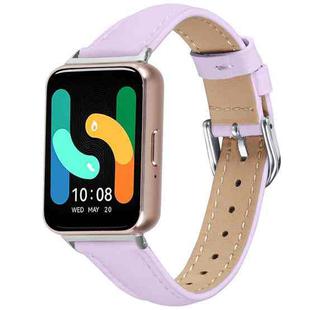 For Samsung Galaxy Fit3 Slim Genuine Leather Watch Band(Light Purple)