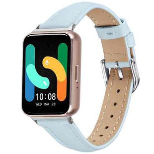 For Samsung Galaxy Fit3 Slim Genuine Leather Watch Band(Sky Blue)