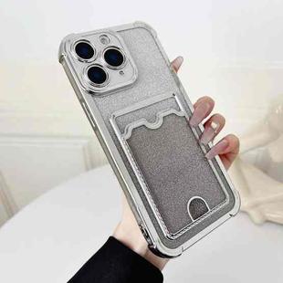 For iPhone 11 Pro Four-cornered Glitter Electroplated Card Bag TPU Phone Case(Silver)