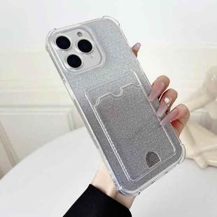 For iPhone 11 Pro Max Four-cornered Glitter Electroplated Card Bag TPU Phone Case(Transparent)