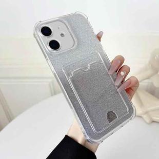 For iPhone 12 Four-cornered Glitter Electroplated Card Bag TPU Phone Case(Transparent)